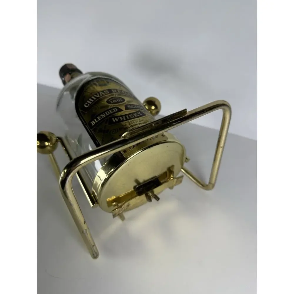 Vintage Chiva Regal Whiskey Tilt & Pour Bottle With Gold Cradle Mancave Decor